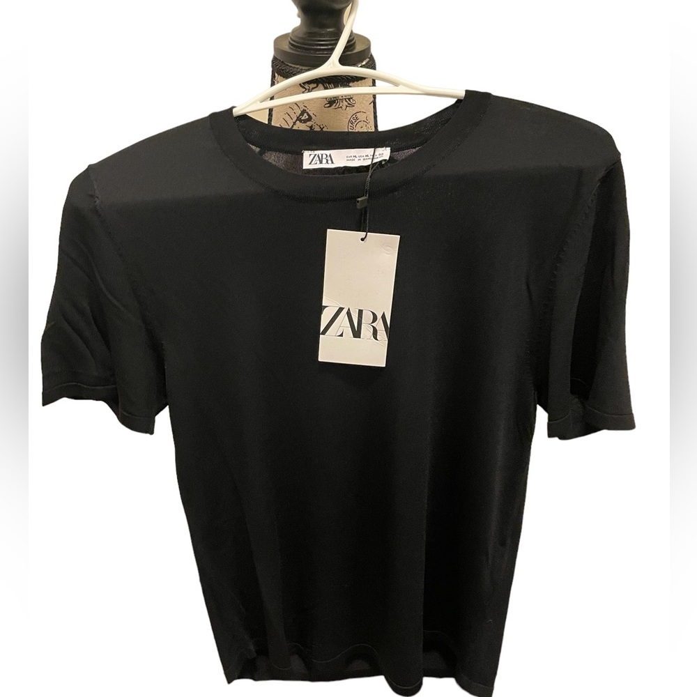 Zara lightweight shell top short sleeve XL black